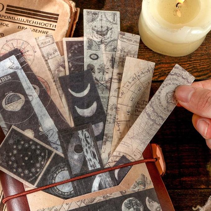 

40pcs Pak Stiker Panjang Gaya Retro Untuk Alat Tulis Sekolah Scrapbook