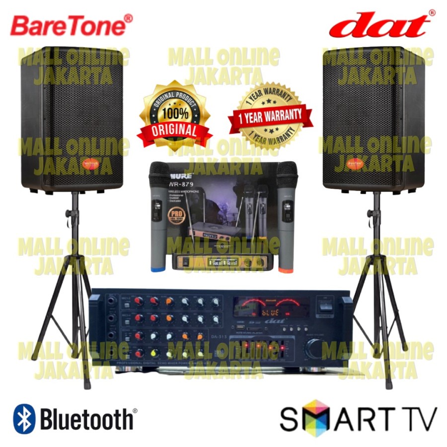 Paket speaker baretone 10 inch 10Hw sound system mic wireless max10hw