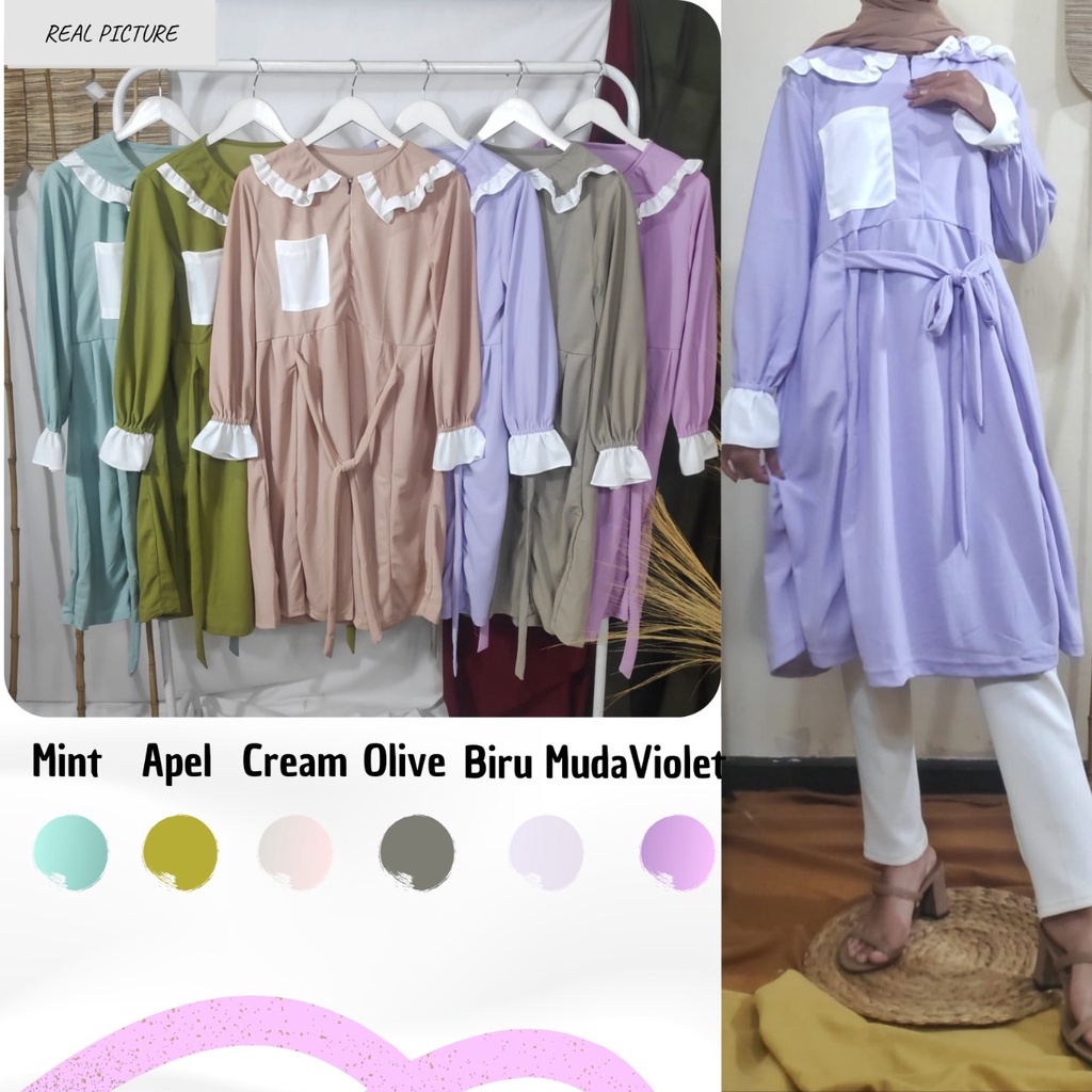 (COD) Daily Things Tunik Muslim Busui Frendly Malvy Fit XXL LD 100cm