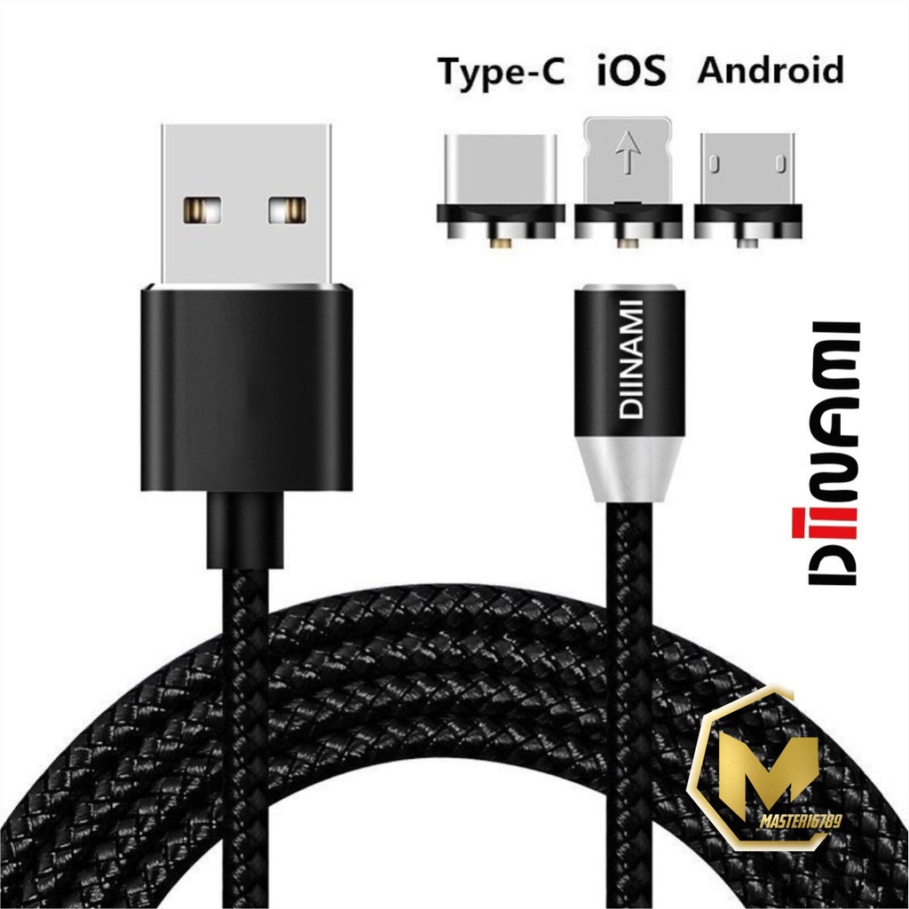 BM017 Kabel cable DIINAMI charger Cashan casan magnet magnetic 3in1 Micro iPhone tipe c fast charging 2.4A MA2118