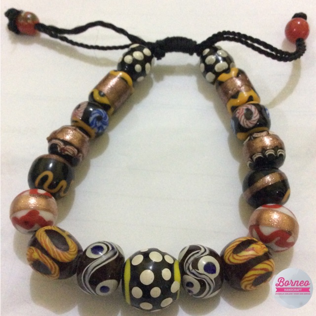 Gelang etnik manik dayak pasir mas | gelang manik dayak Kalimantan  | gelang manik Kalimantan | gela