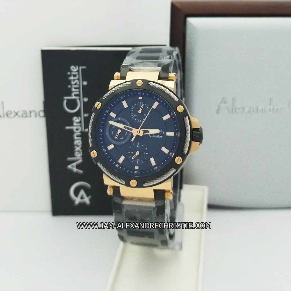 Jam Tangan Wanita Alexandre Christie AC 6561 BF BLRG black rosegold