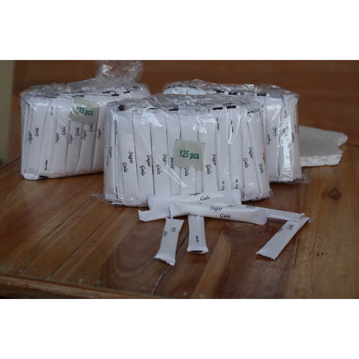 

Gula sachet stick 125pcs 8 gr untuk resto hotel catering