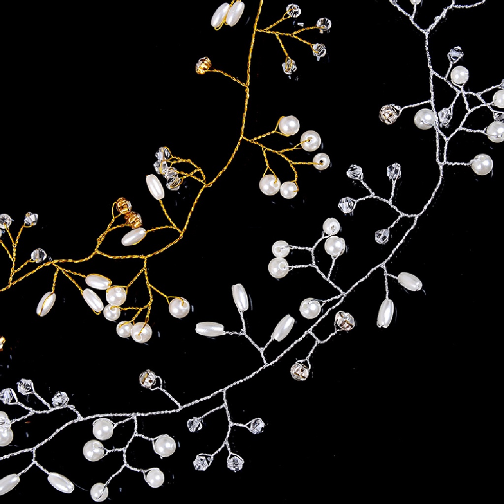 Bandana Rambut Desain Ranting Hias Mutiaraberlian Imitasi 50cm Untuk Pernikahanpengantin Wanita