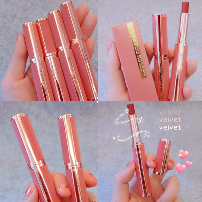 Lipstik Elegant Melembabkan Bibir Lipstik Beauty Glazed Mate Velet Lipstick