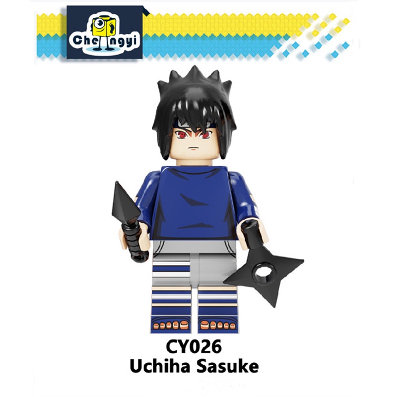 1pc Mainan Balok Bangunan Mini Figure Naruto Sasuke Uchiha Kakashi Bahan PVC Untuk Edukasi Anak