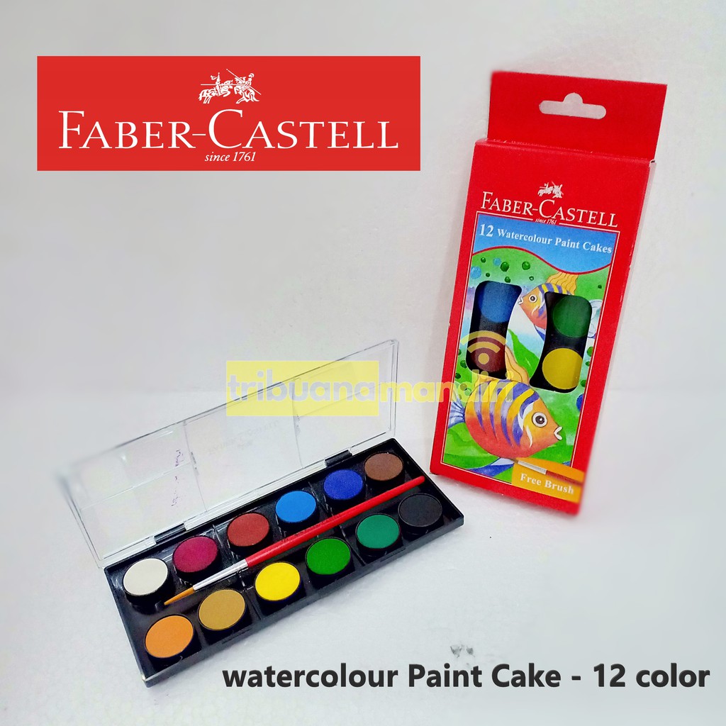  Cat  Air  Watercolor Faber  Castell  Paint Cake 12 warna 