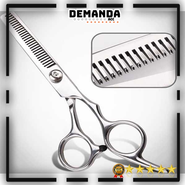 Gunting Sasak Rambut Full Stainless Steel barber salon 6 inch - BHT002 - Silver