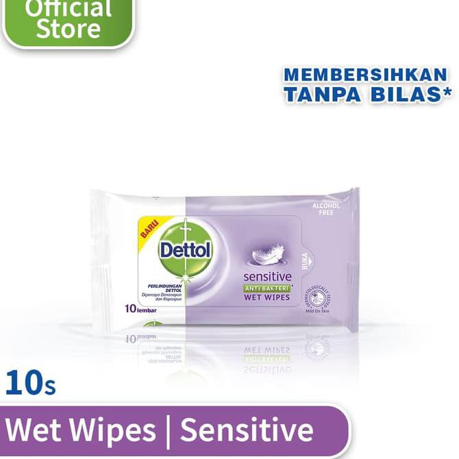 Dettol Wipes Sensitive - isi 10 lembar - Tisu Basah Anti Kuman