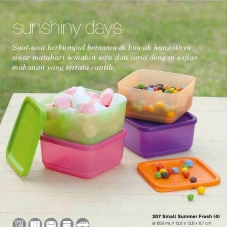 tupperware small square round set - kotak permen - kotak bekal -kotak makanan