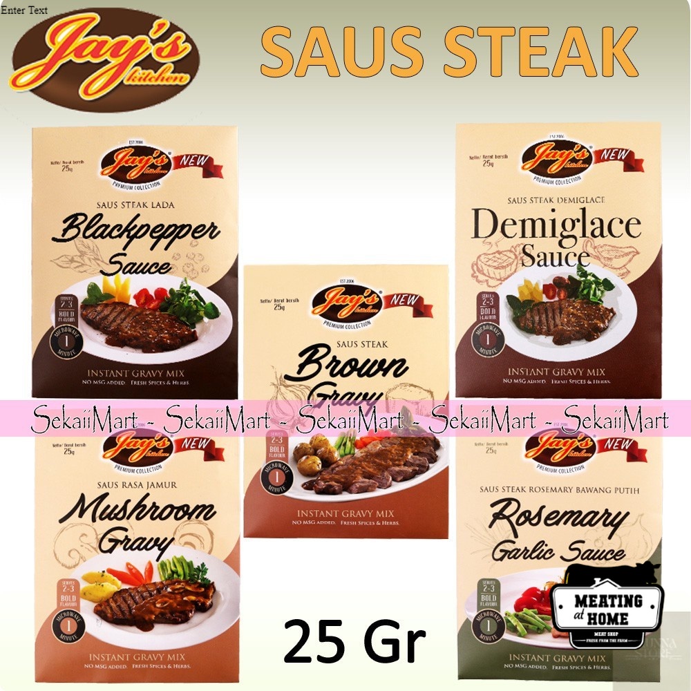 

JAY'S Saus Bumbu Daging Steak Instant Semua Rasa Lengkap - JAYS KITCHEN Gravy Sauce All Variant