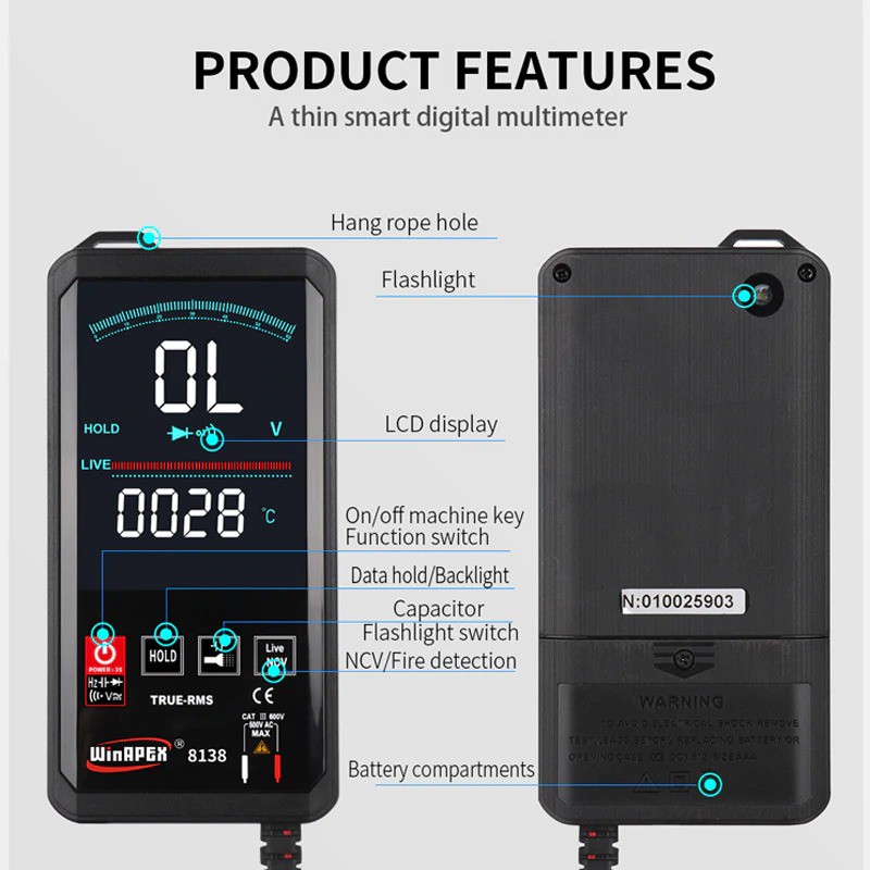 Digital Multimeter Touchscreen AC/DC Voltage Tester / Alat Pengukur Arus Listrik