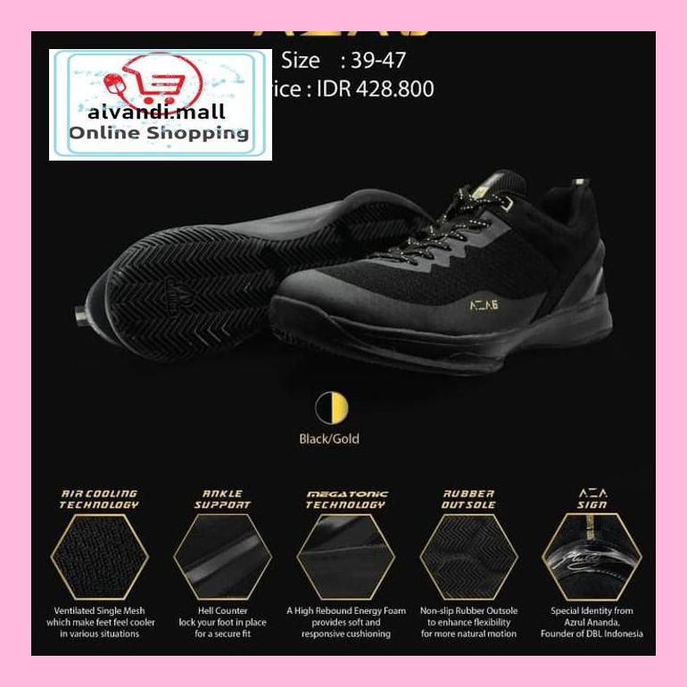 Basket44 Ardiles Basketball Dbl Aza6 / Aza 6 Original - Hitam, 40 Slt0