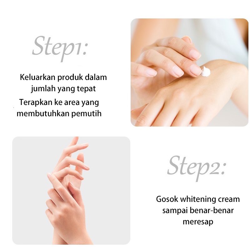 Whitening Cream 50ml Krim pemutih ketiak bagian pribadi Lotion pemutih tubuh Menghilangkan hitam tubuh Memutihkan dan mencerahkan kulit Ekstrak tumbuhan alami Pelembab dan wewangian tahan lama, kulit halus