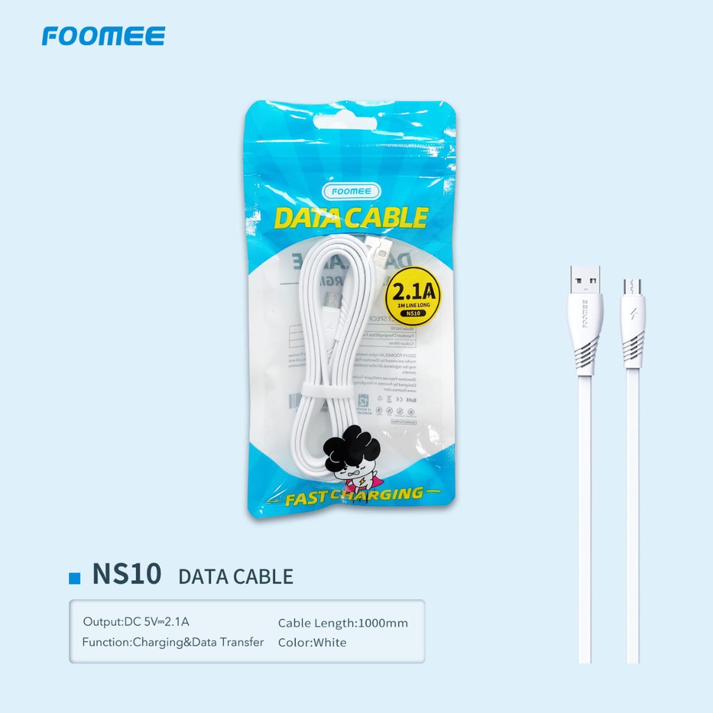 Kabel Data Foomee Cable NS10 Fast Charging 2.1A Cable Data Micro USB 100 Cm Ori