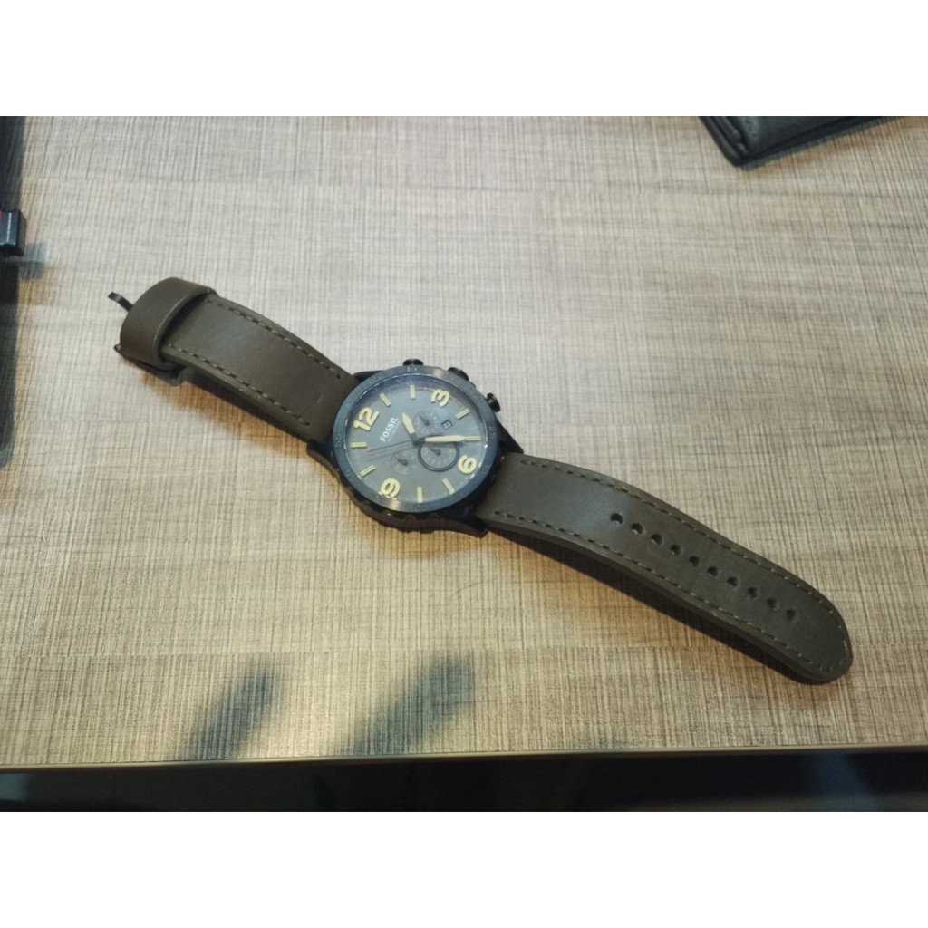 jam tangan arloji fossil leather original water resist 100meter analog