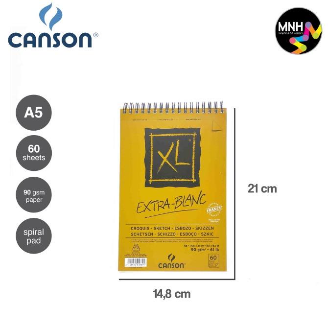 

Drawing Book Canson Xl Extra White 90G A3 - A5