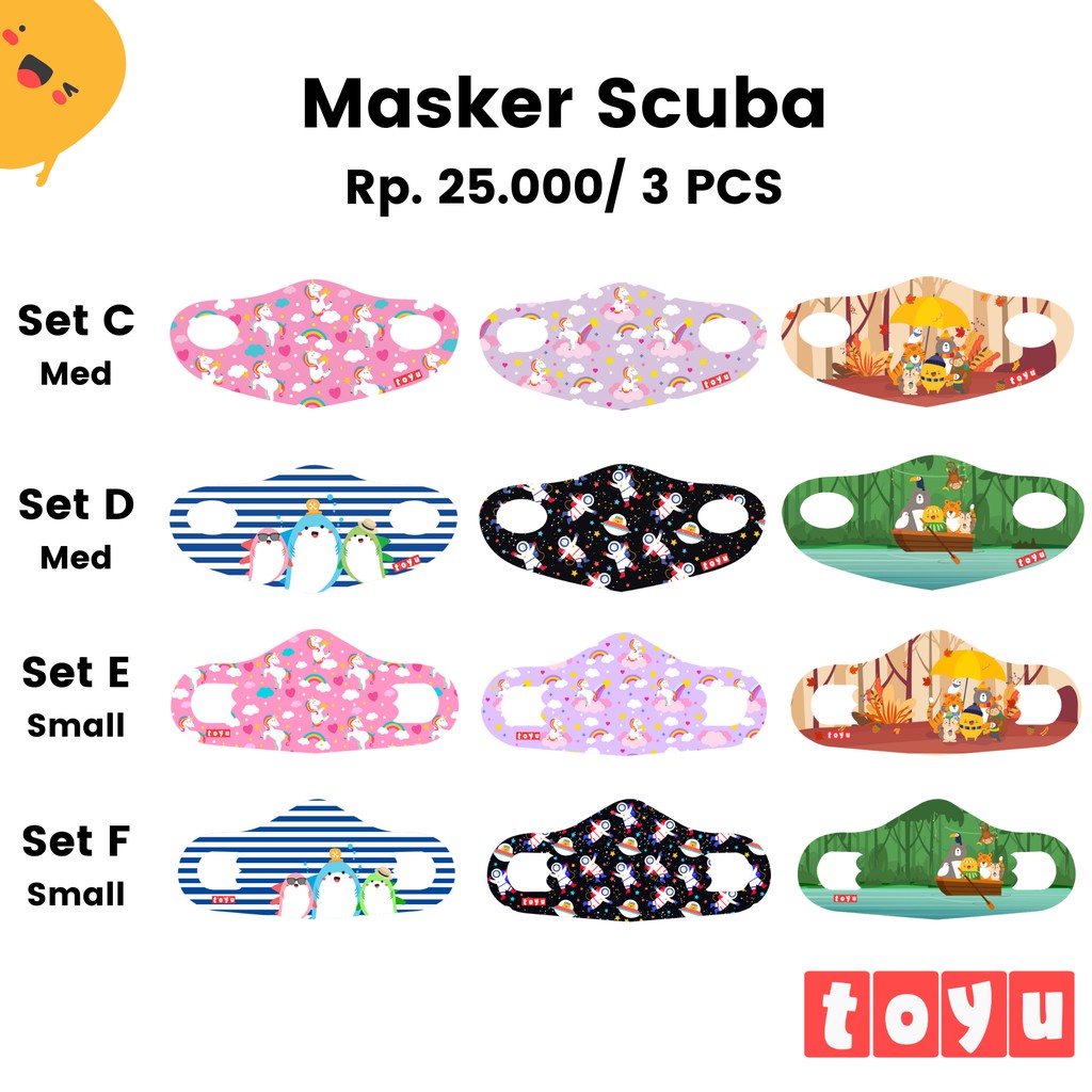 

Toyu Masker Anak Kain Scuba Laki Perempuan Karakter Motif Lucu Murah