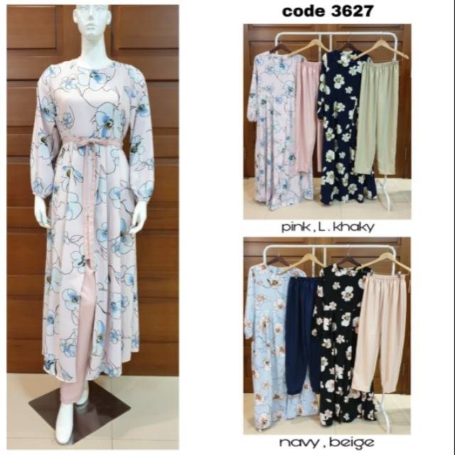 setelan long tunik muteki