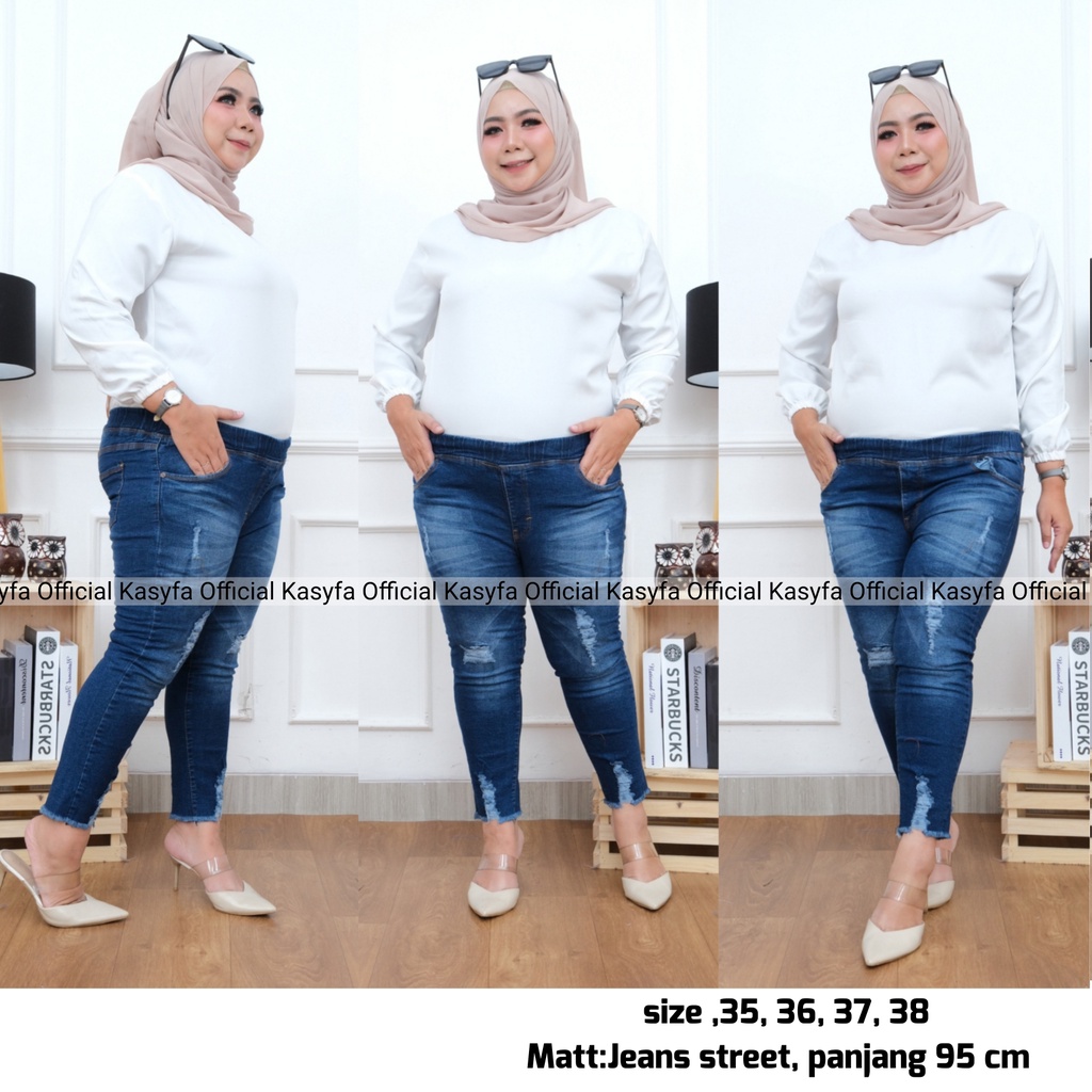 KHAYSA JUMBO JEGGING JEANS 7/9 RIPPED // KHAYSA JEANS LEGGING SOBEK SIZE (35-38)