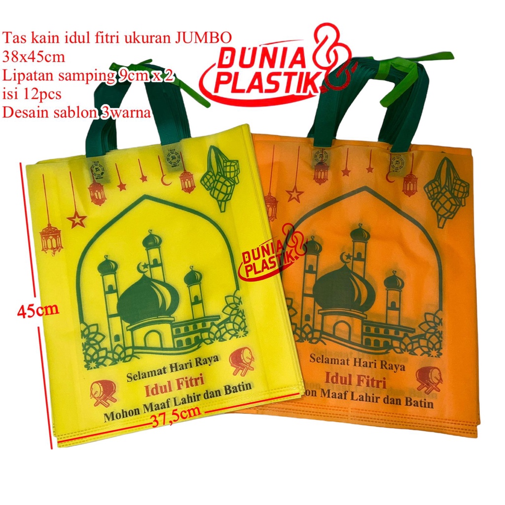 

Goodie Bag Spunbond Idul Fitri tas kain tenteng LEBARAN Handle 38x45cm IDUL FITRI
