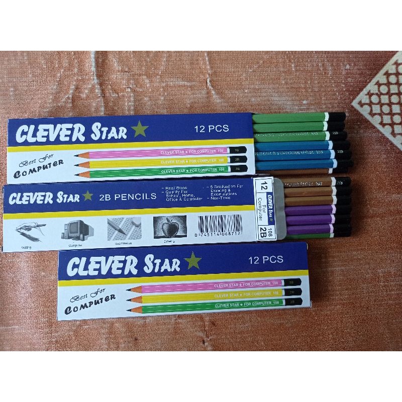 (12pcs) Pensil VANCO CLEVER STARK 2B Best Quality Warna-Warni Murah Grosir /Alat Tulis Pencil Untuk Komputer