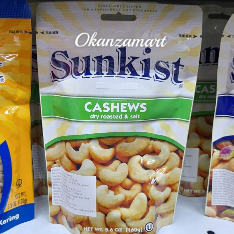 

Sunkist Cashews Dry Roasted & Salt 160gr