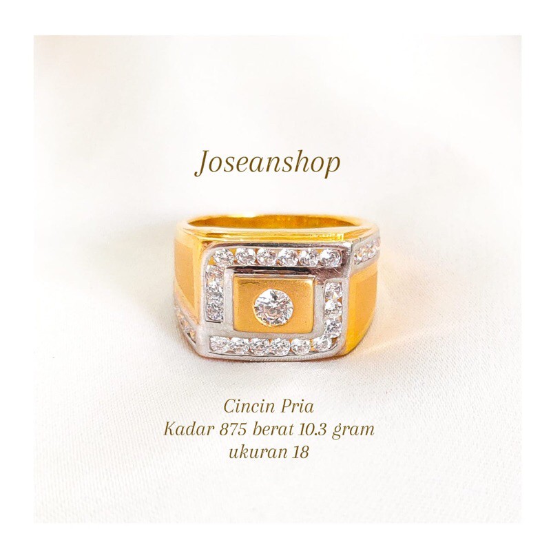 Cincin pria permata elegant emas asli