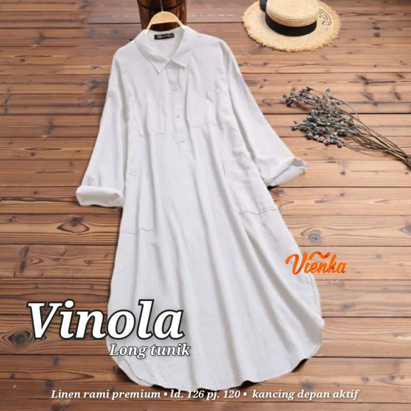 Vinola long tunik katun linen jumbo ld 120 xxl