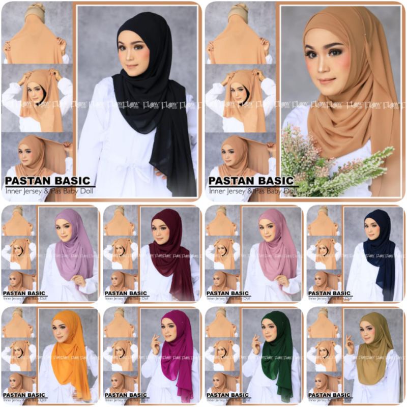 Pastan Basic Ceruty (Inner Menyatu) Ori Flow Idea Hijab