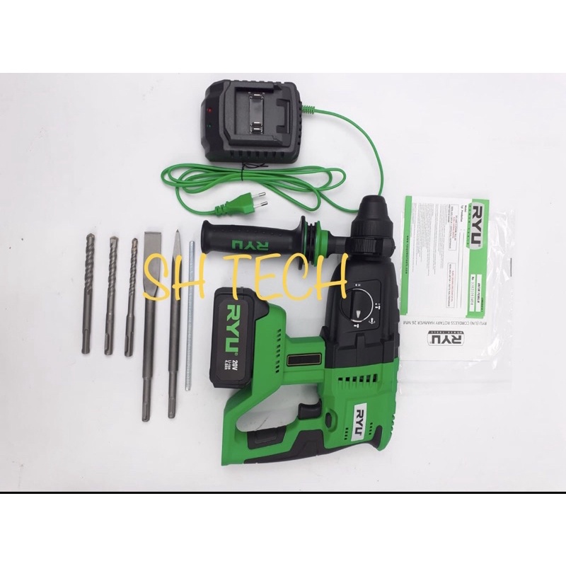 RYU RCRH 26 RCRH26 CORDLESS ROTARY HAMMER MESIN BOR BOBOK 3 MODE BATERAI