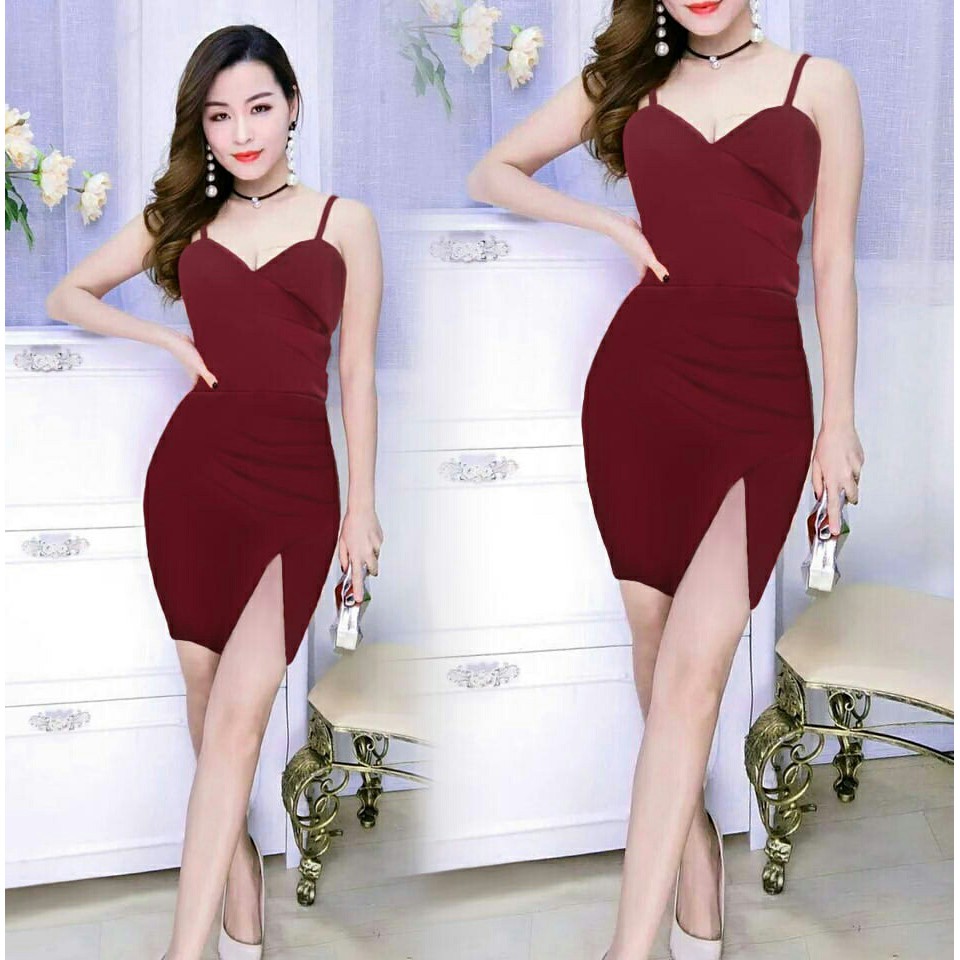 Dress Party Gaun Pesta DRESS SOPHIE MAROON