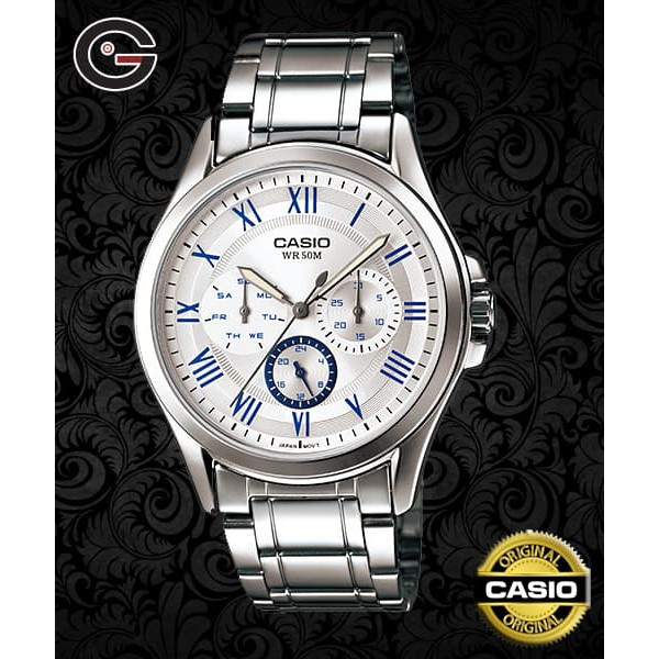 GROSIR Jam Tangan Pria Tali RAntai Casio Original Pria MTP-E301D-7B2