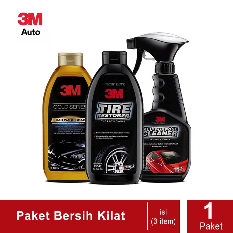 3M Paket Bersih Kilat (Car Wash Gold, All Purpose, Tire Restorer)