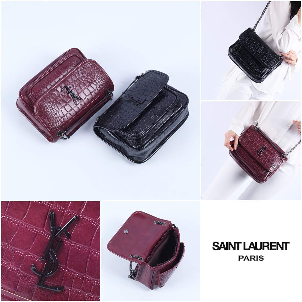 Tas Wanita Selempang Saint Laurent YSL Medium Croco Niki Chain 0628