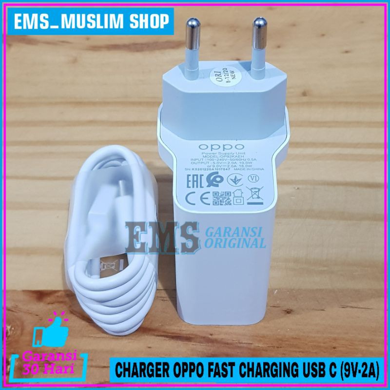 Charger OPPO Fast Charging ORIGINAL 100% Kabel Data USB Type C 18 Watt