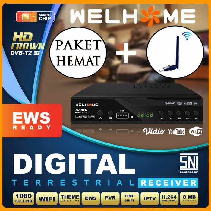 Set top box / STB WELHOME HD CROWN DVB-T2 Tv Digital Receiver Dongle