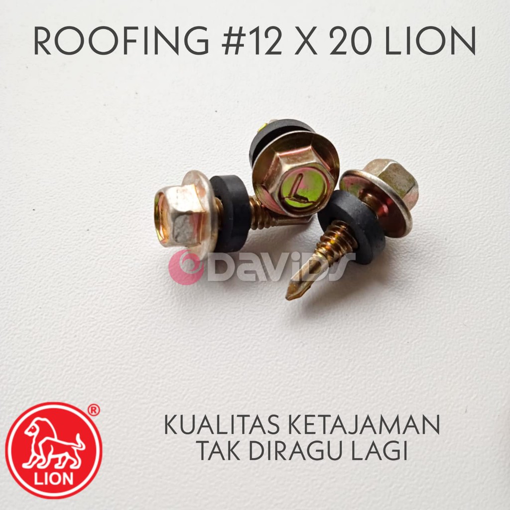 Sekrup Baja Ringan Baut Roofing Skrup Rangka Besi Drilling Hollow Besi Holo Scrup Lion 12x20 2cm