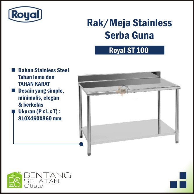 TROLLEY TABLE RAK MEJA SERBAGUNA ROYAL KITCHEN SET STAINLESS ST 100