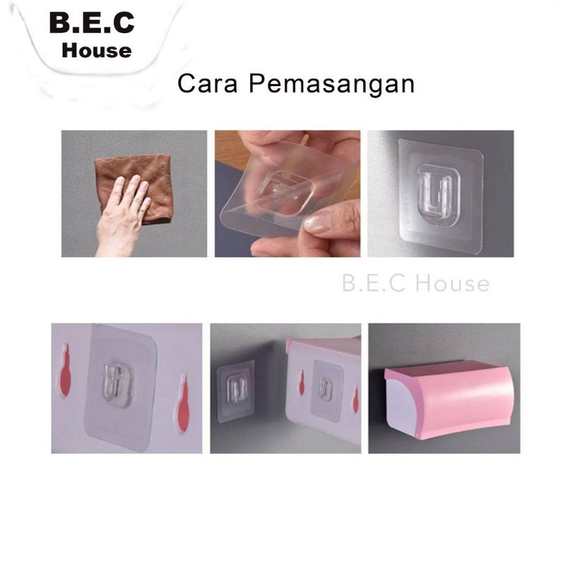 [1Set] Gantungan Tempel Socket Hook Plus Minus Kualitas Premium Double Tape Nano