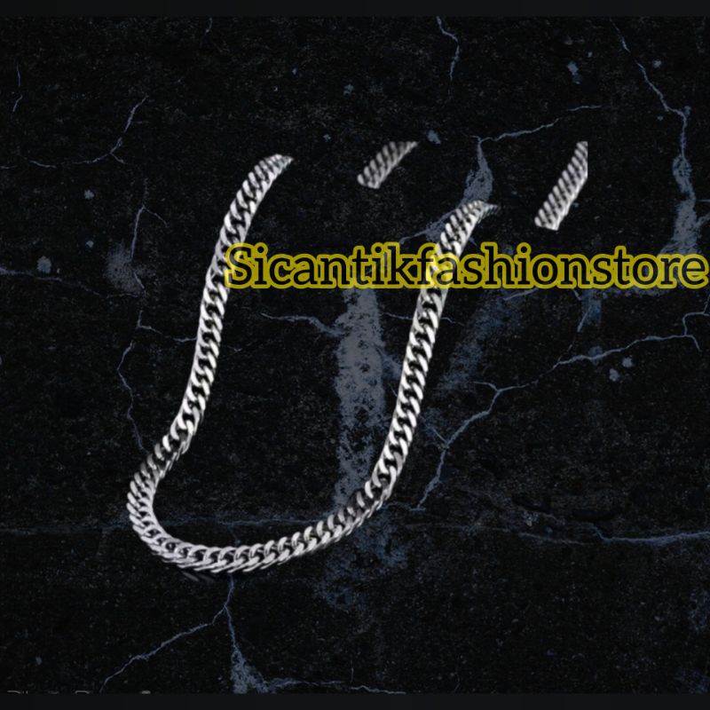 KALUNG RANTAI PADAT TITANIUM 50CM FASHION PRIA WANITA  BAGUS MURAH TERLARIS ANTI KARAT/LUNTUR MEWAH