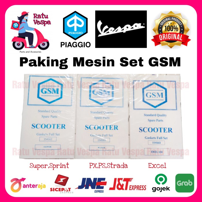 Paking Gasket Set GSM Mesin Vespa Super,PX,PS,Strada,Exclusive,Excel - Excel Series