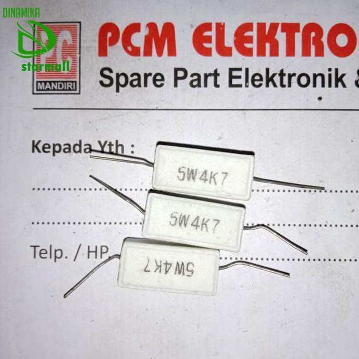 R 4.7K Ohm 4.7 Kohm 4K7 5W 5Watt 5 Watt Resistor Kapur Pcmelebik54 Ayo Beli