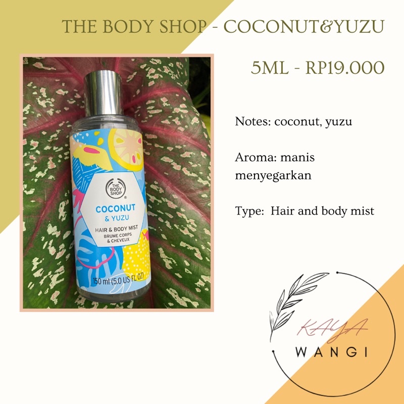 Decant The Body Shop Coconut and Yuzu - Hair&Body Mist 5ml