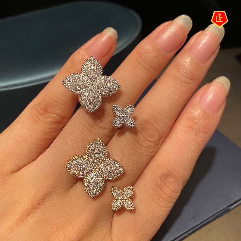 [Ready Stock]Four-Leaf Flower Ring Female Fashion