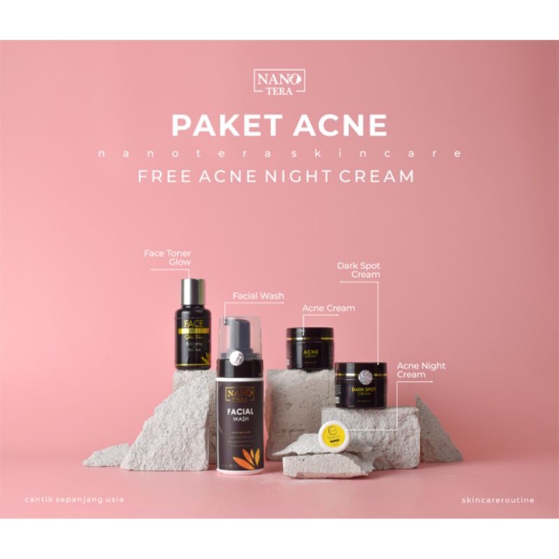 Krim Jerawat Ampuh Paket Acne BPOM  Nanotera Skincare Pria dan Bekasnya Kulit Berminyak Bruntusan-6