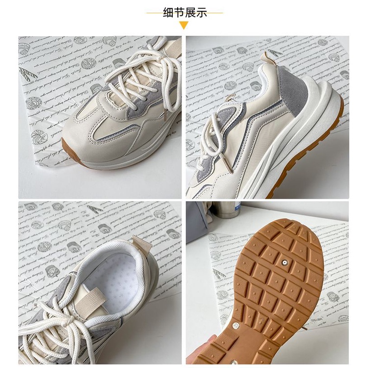 SEVEN_DAY SEPATU SNEAKERS WANITA KOREA IMPORT SPORT SHOES KREM H-515-7