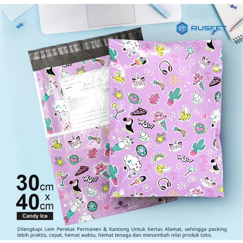

AMPLOP PLASTIK POLYMAILER CANDY ICE 30cm x 40cm (ADA KANTONG ALAMAT)