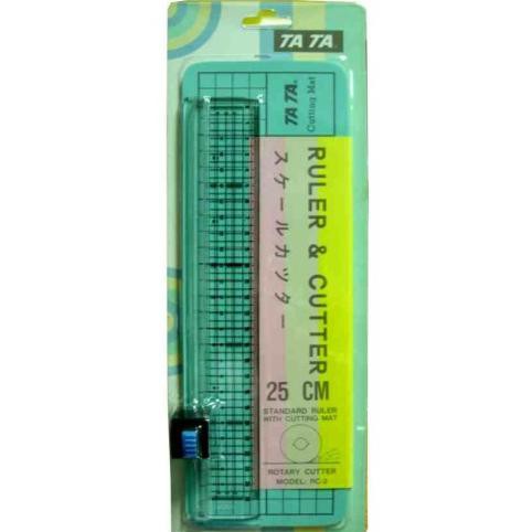 

✨BISA COD✨ TA TA Ruler & Cutter 25cm RC-2 with Cutting Mat / Pemotong kertas