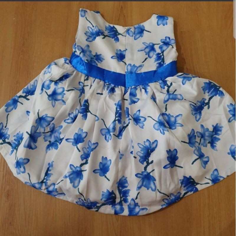 Dress Bayi perempuan Blue flower Dress anak perempuan lucu import